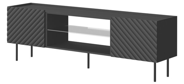TV-állvány Sillen II, Közepes sűrűségű farostlemez, Laminált forgácslap, 59x181x40cm, Fekete