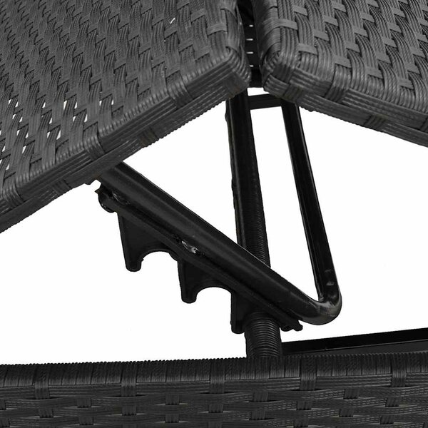 VidaXL fekete polyrattan napozóágy párnával