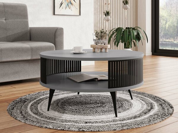 Dohányzóasztal Vitum, Fém, Laminált forgácslap, 44cm, Fekete, Grafit