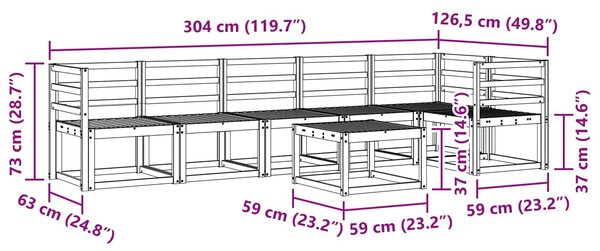 VidaXL Kültéri kanapé szett 7 pcs Fehér Tömör Akácfa