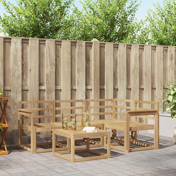 VidaXL Kültéri kanapé szett 5 pcs Fehér 59 x 59 x 37 cm Tömör Akácfa