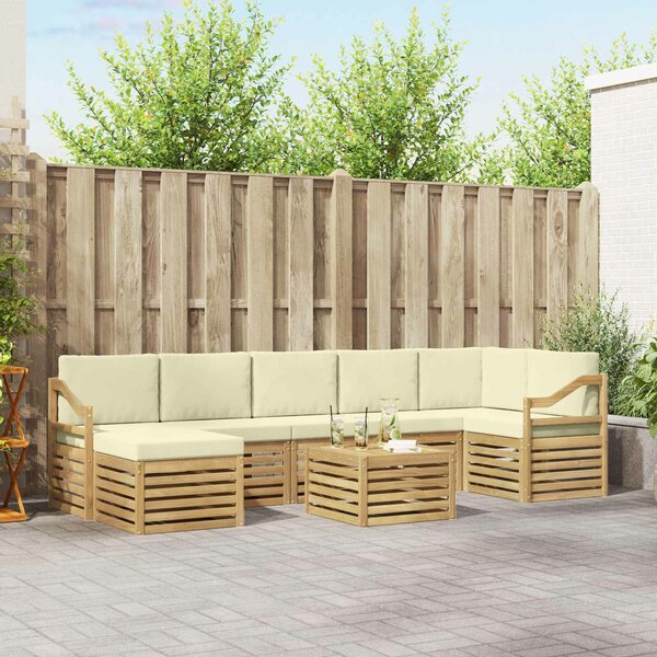 VidaXL Kültéri kanapé szett 8 pcs Fehér és Krém színű 59 x 59 x 37 cm