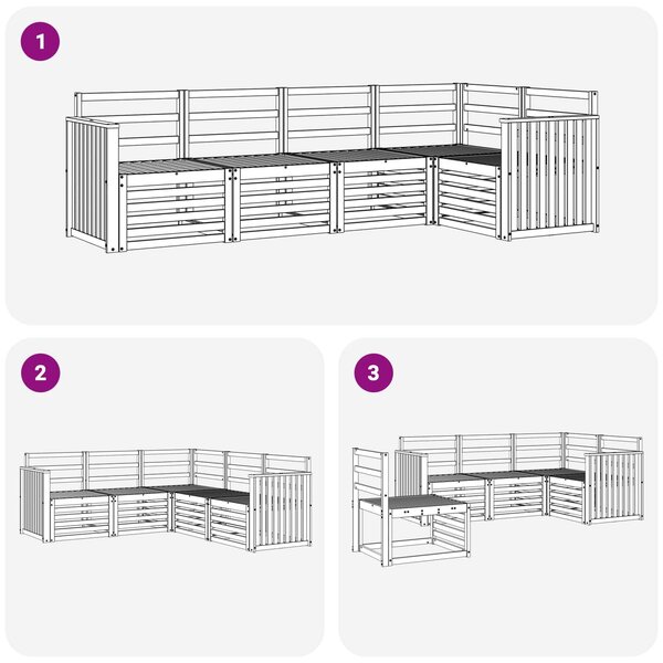 VidaXL Kültéri kanapé szett 5 pcs Fehér 247 x 128,5 x 73 cm