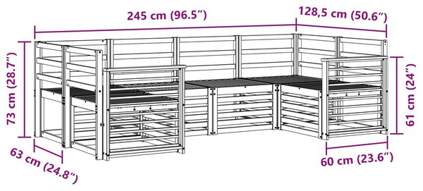VidaXL Ülőgarnitúrák 6 pcs Természetes Tömör Akácfa