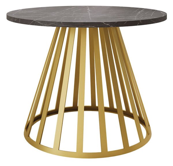 Dohányzóasztal Oswego 130, Fém, 45cm, Fekete márvány, Aranysárga