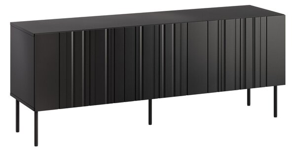 TV-állvány Evavese 102, Közepes sűrűségű farostlemez, Laminált forgácslap, 60x151x40cm, Fekete