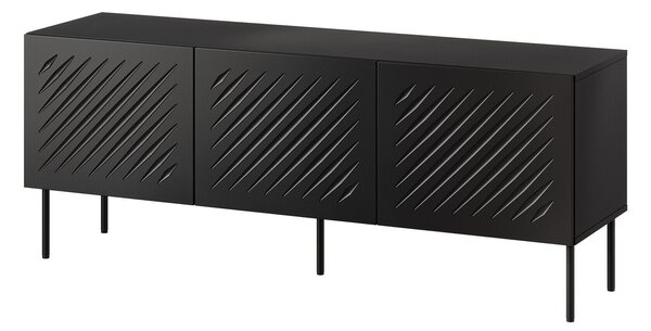 TV-állvány Tolfelo 102, Közepes sűrűségű farostlemez, Laminált forgácslap, 60x151x40cm, Fekete