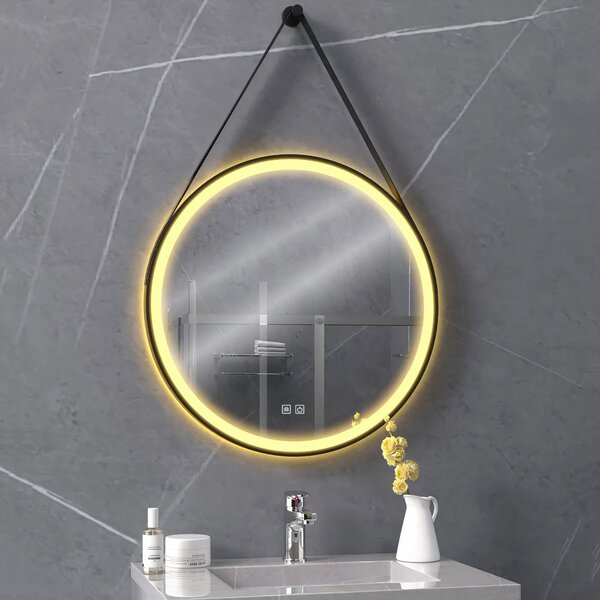 Kerek LED tükör szíjon függesztve 70 cm 104