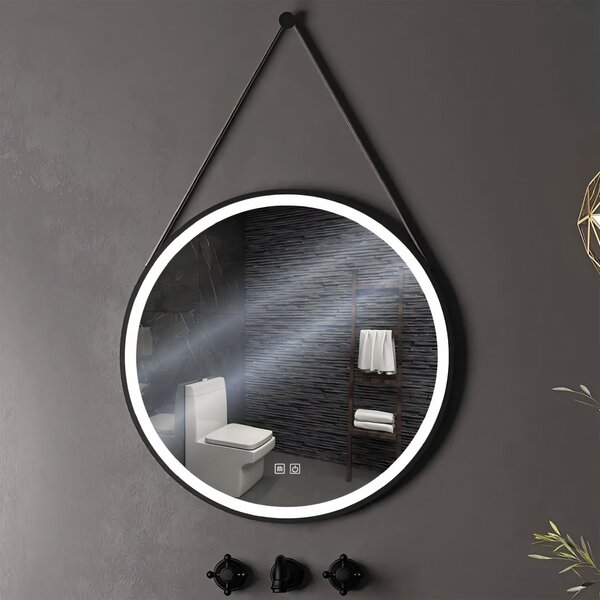 Kerek LED tükör szíjon függesztve 70 cm 104