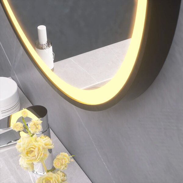 Kerek LED tükör szíjon függesztve 70 cm 104