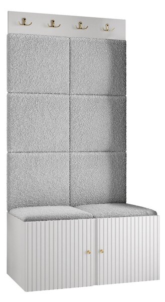 Előszoba garnitúra Hartford 383, 186x84x46cm, Világosszürke, Fehér, Laminált forgácslap, Kárpit