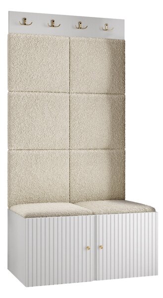 Előszoba garnitúra Hartford 383, 186x84x46cm, Világosbarna, Fehér, Laminált forgácslap, Kárpit