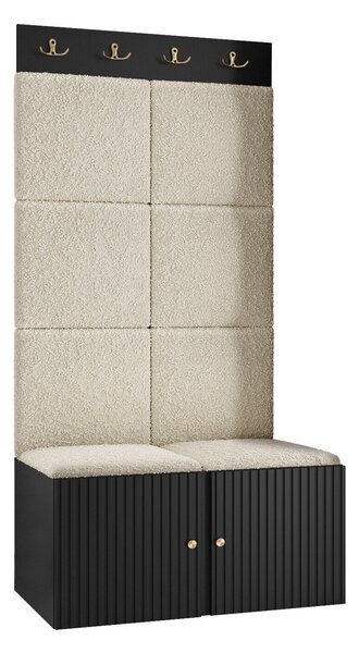 Előszoba garnitúra Hartford 383, 186x84x46cm, Fekete, Világosbarna, Kárpit, Laminált forgácslap