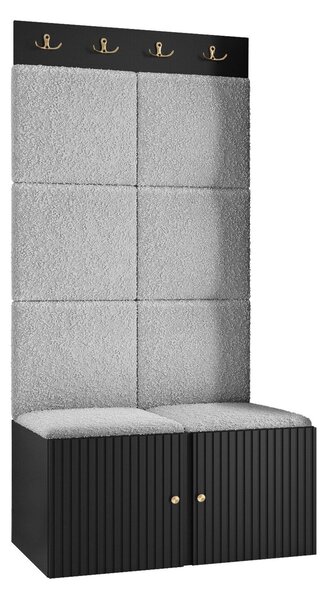 Előszoba garnitúra Hartford 383, 186x84x46cm, Világosszürke, Fekete, Kárpit, Laminált forgácslap