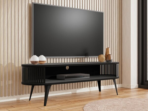 TV-állvány Sordore 108, Fém, Laminált forgácslap, 44x140x40cm, Fekete