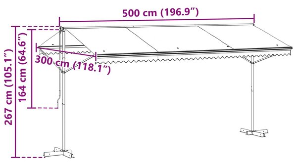 VidaXL Szabadon álló napellenző Antracitszürke 5 x 3 m Poliészter