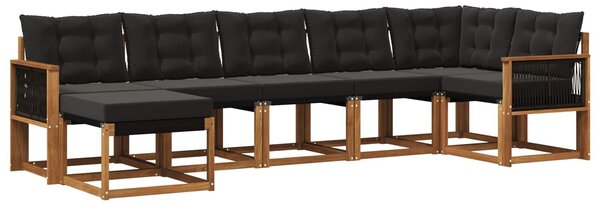 VidaXL Kültéri kanapé szett párnával 7 pcs Természetes és Fekete