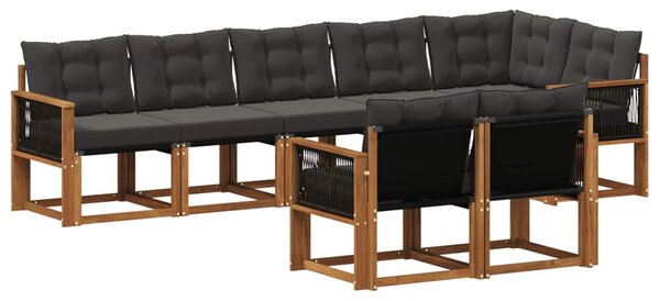 VidaXL Kültéri kanapé szett párnával 8 pcs Természetes és Fekete