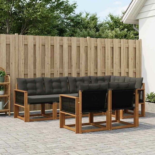 VidaXL Kültéri kanapé szett párnával 7 pcs Természetes és Fekete