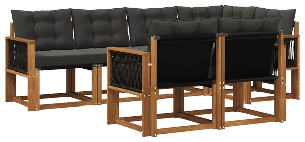 VidaXL Kültéri kanapé szett párnával 7 pcs Természetes és Fekete