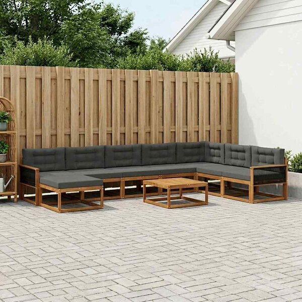 VidaXL Kültéri kanapé szett párnával 9 pcs Természetes és antracit