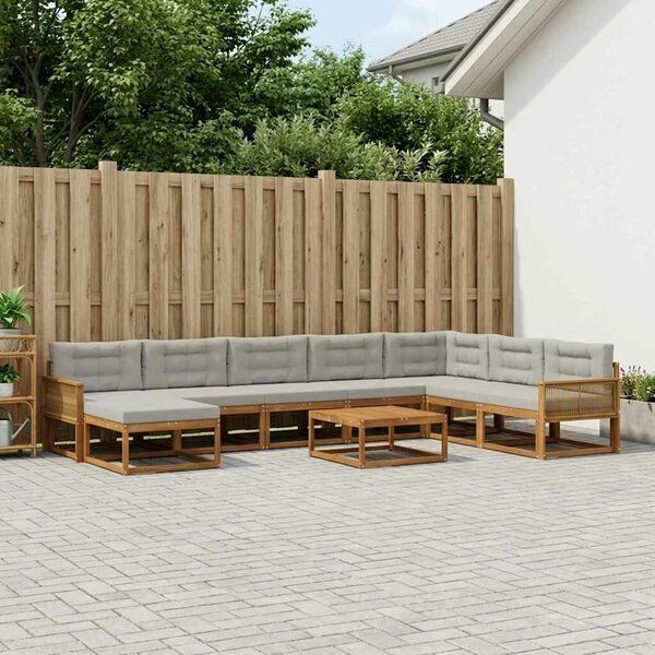 VidaXL Kültéri kanapé szett 9 pcs Természetes és Világosszürke