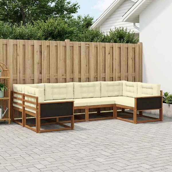 VidaXL Kültéri kanapé szett párnával 6 pcs Természetes és krémszínű