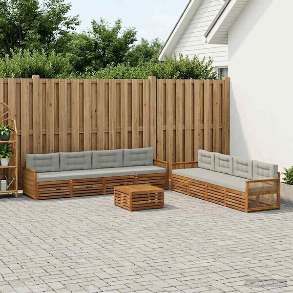 VidaXL Kültéri kanapé szett 9 pcs Természetes és Világosszürke