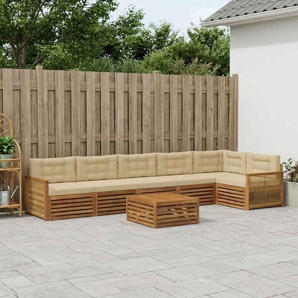 VidaXL Kültéri kanapé szett párnával 7 pcs Természetes és bézs