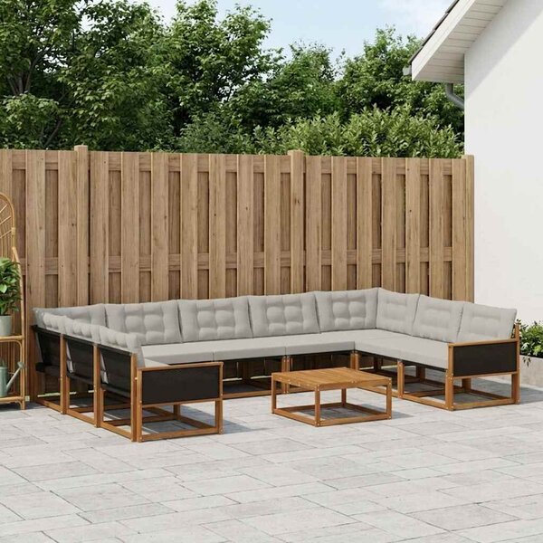 VidaXL Kültéri kanapé szett 10 pcs Természetes és Világosszürke