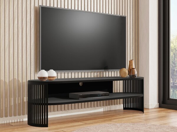 TV-állvány Sordore 121, Fém, Laminált forgácslap, 40x140x40cm, Fekete