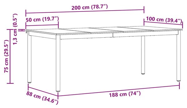 VidaXL Étkezőasztalok 2 pcs 200 x 100 x 75 cm Faanyag