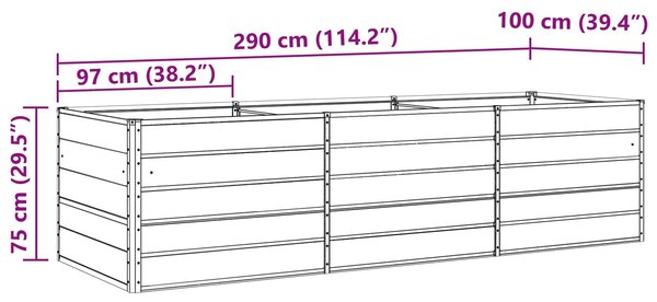 VidaXL Növénytartó Pasztell Zöld 290 x 100 x 75 cm Horganyzott acél