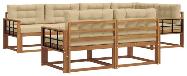 VidaXL Kültéri kanapé szett párnával 7 pcs Természetes és bézs