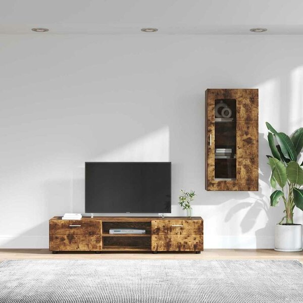 VidaXL TV szekrény garnitúra FLORIN 3 db Füstölt tölgy Szerelt Fa