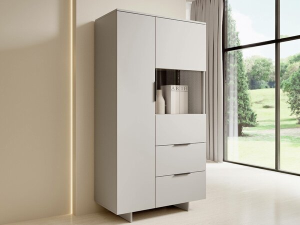 Könyvespolc Flotei 108, Zárt, Fiókokkal, Ajtókkal, Laminált forgácslap, 170x90x42cm, Bézs