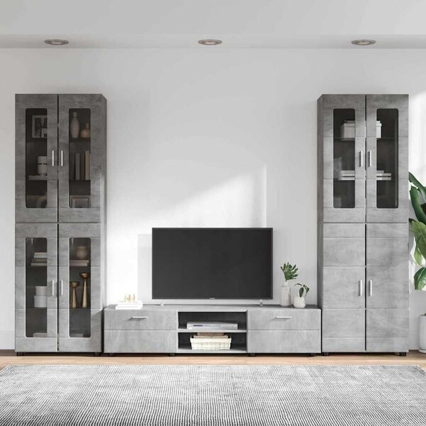 VidaXL TV szekrény garnitúra FLORIN 3 db Beton Szürke Szerelt Fa