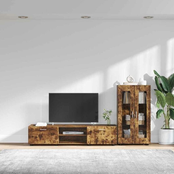 VidaXL TV szekrény garnitúra FLORIN 3 db Füstölt tölgy Szerelt Fa