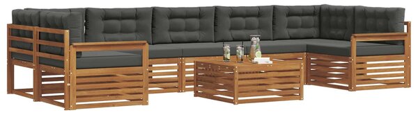 VidaXL Kültéri kanapé szett párnával 8 pcs Természetes és antracit