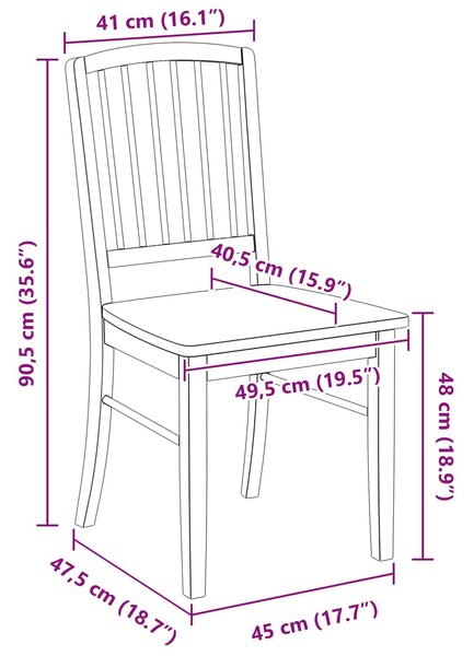 VidaXL Étkező Székek 2 pcs Fehér 50 x 52,5 x 91 cm Tömör Gumi Fa