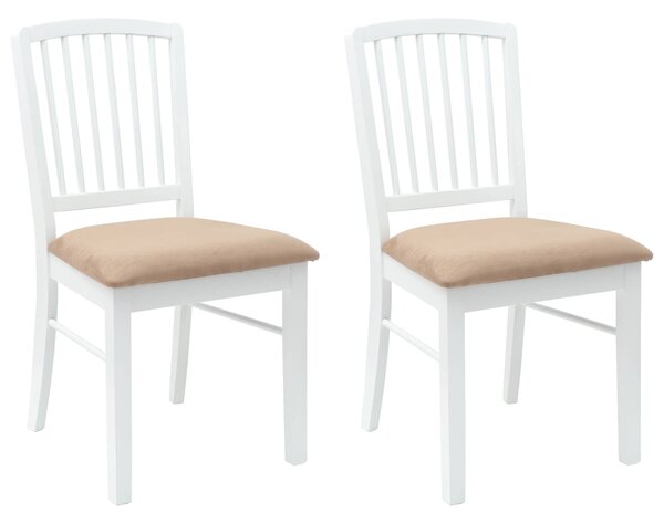 VidaXL Étkező Székek 2 pcs Fehér 50 x 52,5 x 91 cm Tömör Gumi Fa
