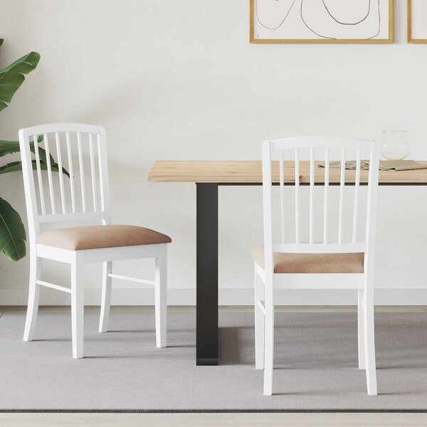 VidaXL Étkező Székek 2 pcs Fehér 50 x 52,5 x 91 cm Tömör Gumi Fa