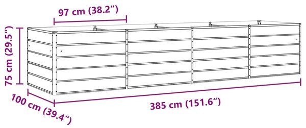 VidaXL Növénytartó Antracit 385 x 100 x 75 cm Horganyzott acél