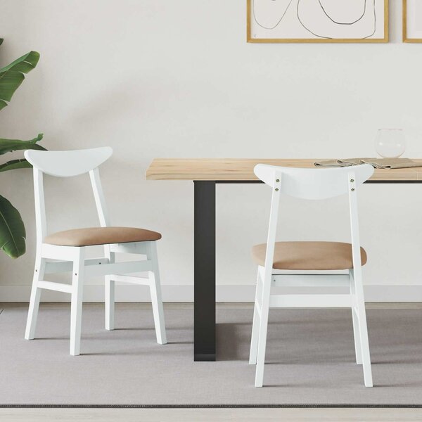 VidaXL Étkező Székek 2 pcs Fehér 42 x 47.5 x 81 cm Tömör Gumi Fa