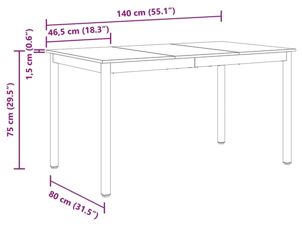 VidaXL Étkezőasztalok 140 x 80 x 75 cm FÉM