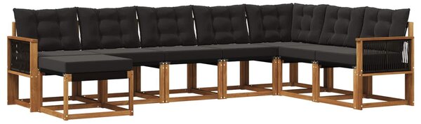 VidaXL Kültéri kanapé szett párnával 8 pcs Természetes és Fekete