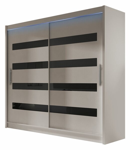 Gardróbszekrény Closico Pallor XI, Laminált forgácslap, 215x180x58cm, Kasmír, Fekete