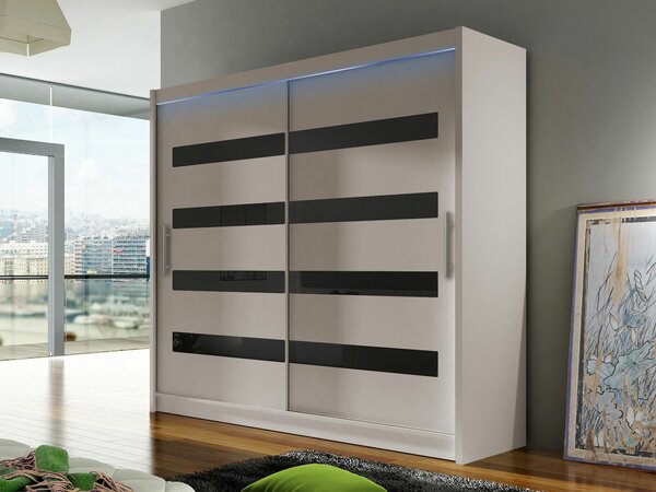 Gardróbszekrény Closico Pallor XI, Laminált forgácslap, 215x180x58cm, Kasmír, Fekete