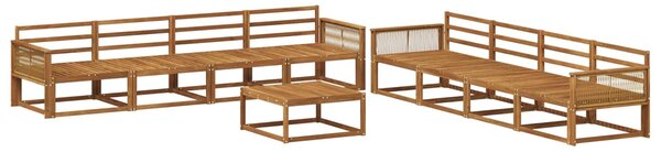 VidaXL Kültéri kanapé szett 9 pcs Természetes Tömör Akácfa