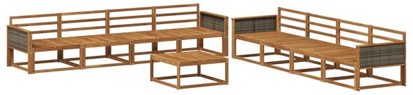 VidaXL Kültéri kanapé szett 9 pcs Természetes Tömör Akácfa